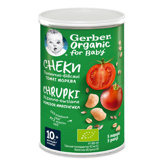 Снеки Gerber пшенично-вівсяні з томатами та морквою, 35г