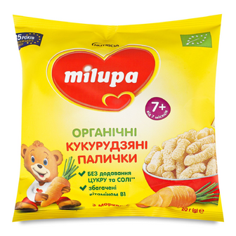Палички кукурудзяні Milupa з морквою органічні, 20г