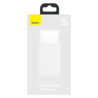 Power Bank Baseus 10000mAh 20W Display Black павербанк USB-C PD 3xUSB 3A білий