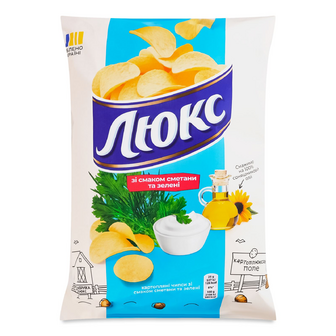 Чипси Люкс зі смаком сметани та зелені, 125г