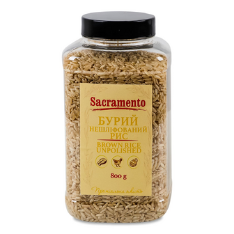 Рис Sacramento бурий лущений нешліфований, 800г