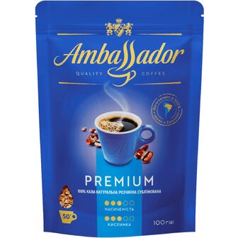 Кава розчинна Ambassador Premium натуральна сублімована, 100г
