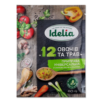 Приправа Idelia 12 овочів та трав універсальна, 60г