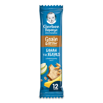Батончик Gerber Grain&Grow у вафельному листі банан та яблуко, 25г
