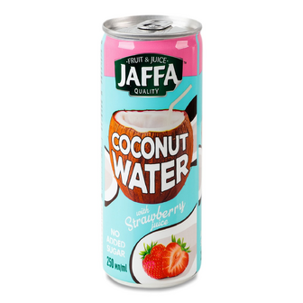 Вода кокосова Jaffa з соком полуниці з/б, 250мл