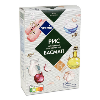 Рис «Премія»® Басматі шліфований довгозернистий, 5*80г