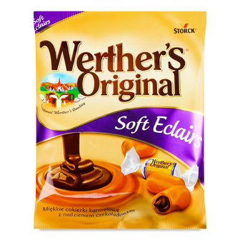 Цукерки Werther's Original Eclairs ірис з шоколадною начинкою, 70г