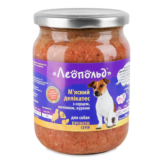 Корм для собак Леопольд М'ясний делікатес серце-печінка-курка, 500г