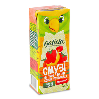 Смузі Galicia яблуко-вишня-банан-полуниця, 0.2л