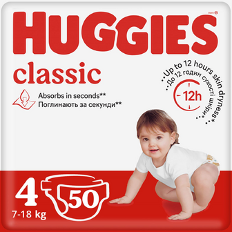 Підгузки Huggies Classic Jambo 4 (7-18 кг), 50шт/уп