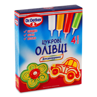 Олівці Dr.Oetker цукрові для декорування 4 кольори, 4*17г