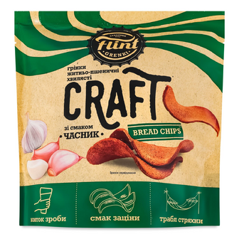 Грінки Flint Craft житньо-пшені зі смаком часнику, 80г