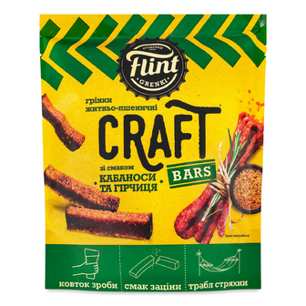 Грінки Flint Craft житньо-пшеничні зі смаком кабаноси та гірчиця, 80г