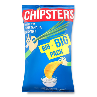 Чипси Chipster's картопляні зі смаком сметани та цибулі, 150г