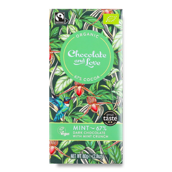 Шоколад чорний Chocolate and Love з хрусткою м'ятою, 80г