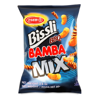 Суміш снеків Bissli&Bamba Mix пшеничних зі смаком барбекю, 80г