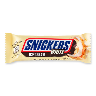 Морозиво Snickers White з арахісом та карамеллю, 40.8г