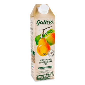 Сік Galicia яблучно-грушевий прямого віджиму, 1л