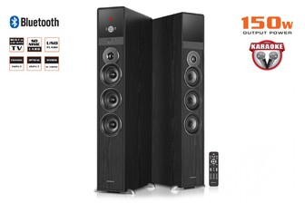 Колонки 2.0 REAL-EL S-2070 black (150W, Bluetooth, USB ﬂash, FM, Karaoke, Opt, coax, ДК)
