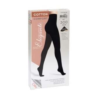 Колготи жіночі бавовняні Elegante Cotton Comfort, 300 DEN, Nero, розмір 2