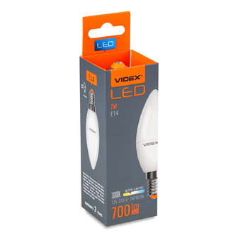 Лампа Videx LED C37e 7W 3000K E14, шт