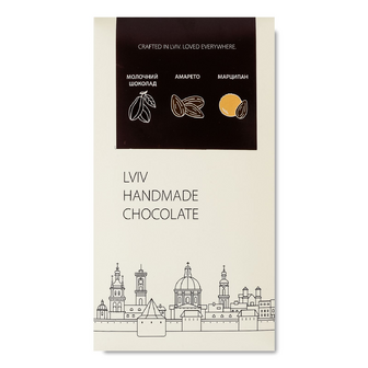 Шоколад молочний Lviv handmade chocolate з марципаном та амарето, 80г