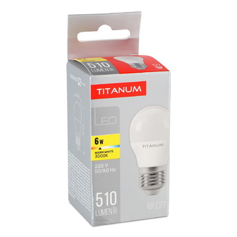 Лампа Titanum LED G45 6W 3000K E27, шт