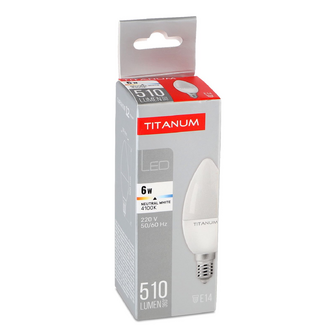 Лампа Titanum LED C37 6W 4100K E14, шт