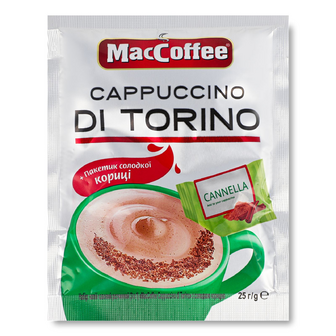 Напій кавовий MacCoffee Cappuccino di Torino з солодкою корицею, 25г