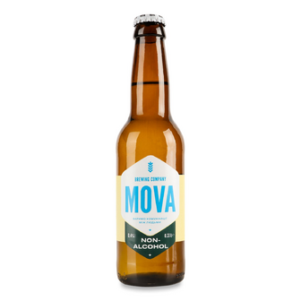 Пиво Mova Non-alcohol світле нефільтроване безалкогольне, 0.33л