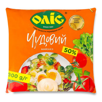Майонез Оліс Чудовий 50% ф/п, 300г