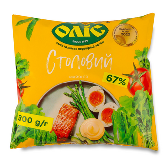 Майонез Оліс Столовий 67% ф/п, 300г