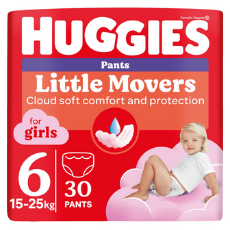 Підгузки-трусики для дівчаток Huggies Little Movers Jumbo 6 (15-25 кг), 30шт