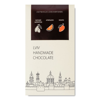 Шоколад чорний Lviv handmade chocolate начинка манго-апельсин, 78г