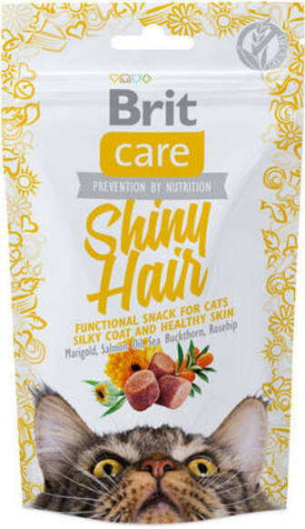 ТЕРМІН 04.2026!!! Ласощі для котів Brit Care Shiny Hair з лососем 50 г