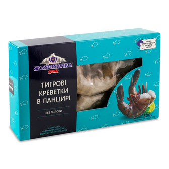 Креветки Skandinavika тигрові сирі без голови 21/25, 300г