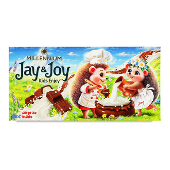 Шоколад молочний Jay&Joy з молочною начинкою, 90г