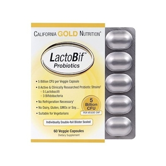 California Gold Nutrition, Пробіотики LactoBif, 5 млрд КОЕ, 60 капсул термін придатності 07.2026