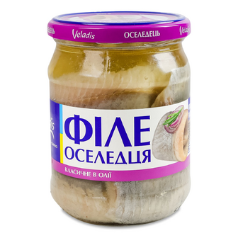 Оселедець Veladis філе в олії класичний с/б, 470г