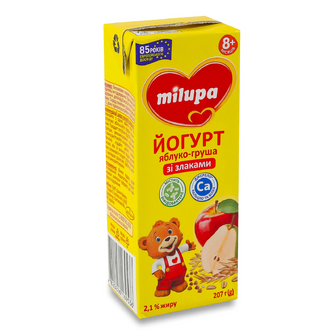 Йогурт Milupa Яблуко-груша зі злаками для дітей 2,1%, 207г