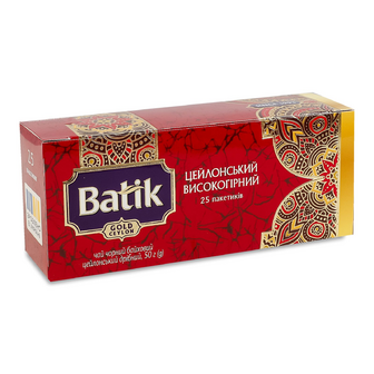 Чай чорний Batik Gold цейлон високогірний дрібний, 25*2г