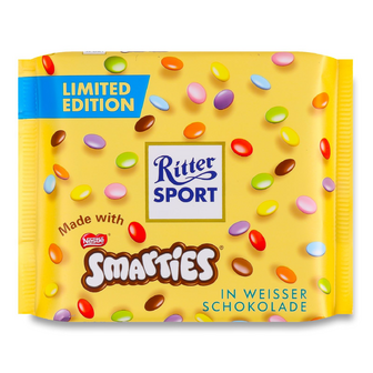 Шоколад білий Ritter Sport Smarties з драже, 100г