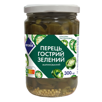 Перець «Премія»® гострий зелений маринований, 300г