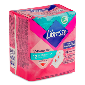 Прокладки Libresse V-Protection Ultra Long+, 12шт