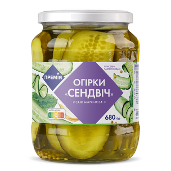 Огірки «Премія»® Сендвіч різані мариновані, 680г