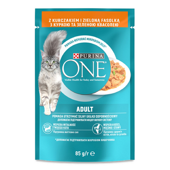Корм для котів Purina One з куркою та квасолею у соусі, 85г