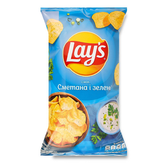 Чипси Lay's картопляні зі смаком сметани та зелені, 120г
