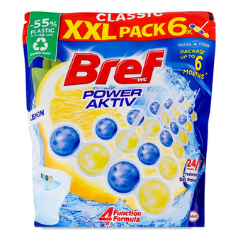 Блок туалетний Bref Сила Актив Лимон, 6*50г