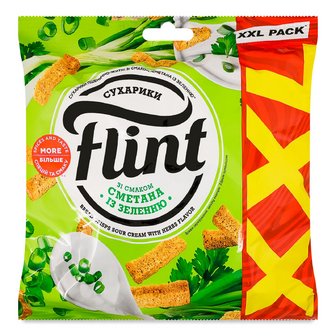 Сухарики Flint пшенично-житні смак сметана із зеленню, 140г