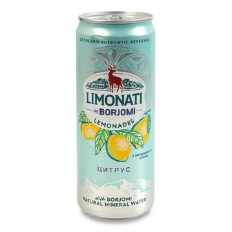 Напій Borjomi Limonati Цитрус безалкогольний сильногазований з/б, 0.33л